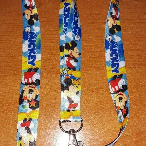 M2. Walt Disney World Mickey Mouse Neck Strap Blue Stars One Size Lanyard & Clip - Picture 8 of 9
